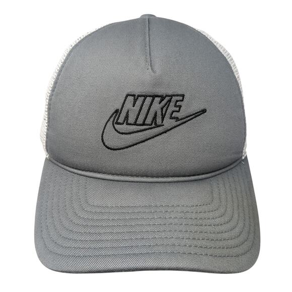 Nike Swoosh Snapback Mesh Back Trucker Hat Gray One Size Classic99 - Picture 1 of 9